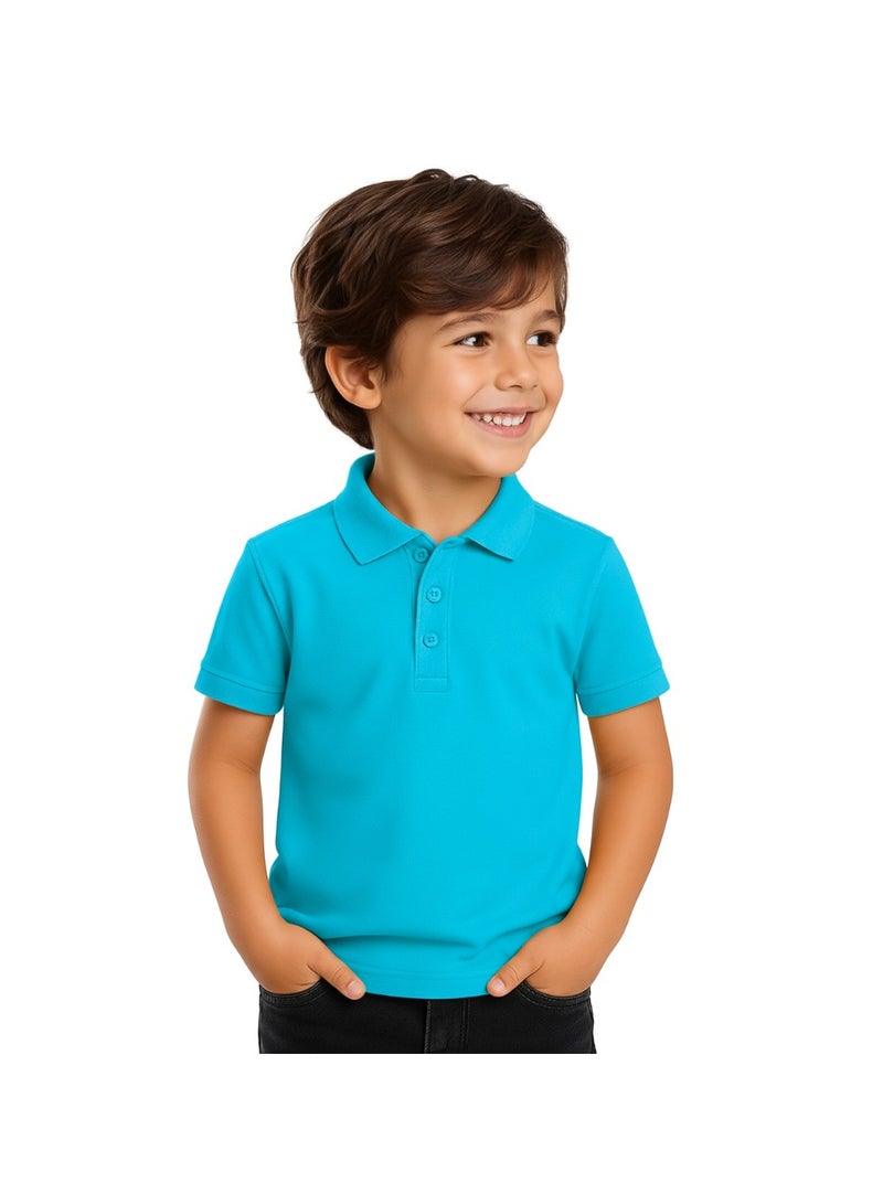 برينت شوب فور مي تيشيرت بولو للأطفال للأولاد 230 جرام في المتر المربع من القطن الخالص الألوان الأساسية - Image 2