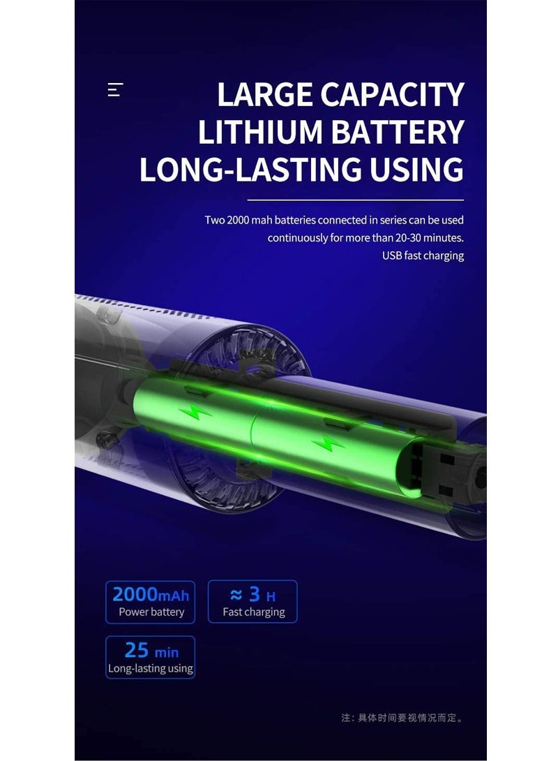 AGD Mini Vacuum Cleaner, Portable Cordless Vacuum Cleaner, Fast Charging with Car Lighter, for Pet Hair, Sofa, Under Bed, Car, Any Corner, Black Brand: AGD - Image 4