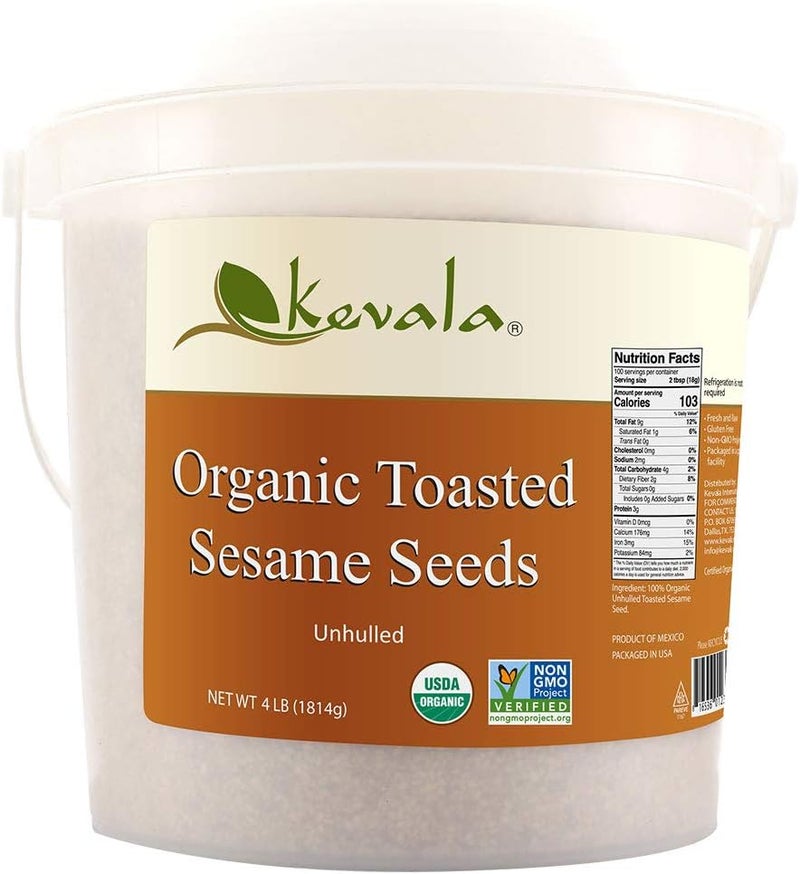 Kevala Organic Toasted Sesame Seeds, Unhulled, 4 lb - Image 1