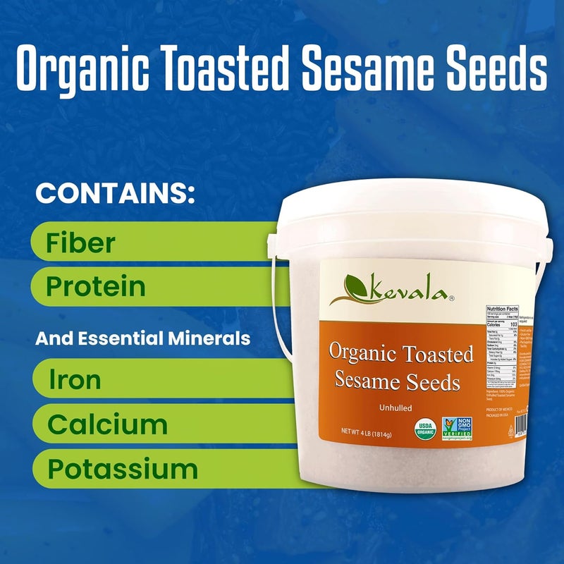 Kevala Organic Toasted Sesame Seeds, Unhulled, 4 lb - Image 4