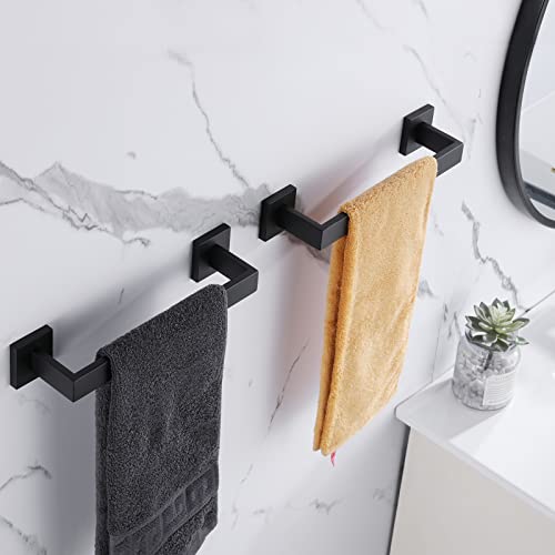 LANC 12 Inche 2PCS Bathroom Towel Bars, Matte Black Square Bathroom Towel Racks Hand Towel Holders, Total-14 Stainless Steel Wall Mount Shower Towel Rail Towel Hanger Rods,A8804-3MB - Image 2