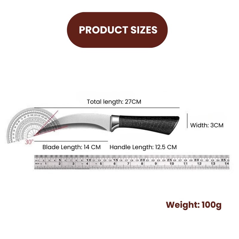 JUWIL سكين مطبخ من الفولاذ المقاوم للصدأ المنحني الفاخر مع غلاف واقي مقبض مريح غير قابل للانزلاق، شفرة حادة للغاية لقطع دقيق، وتقطيع - تصميم عصري أنيق مع غلاف بنمط نجمي - Image 2