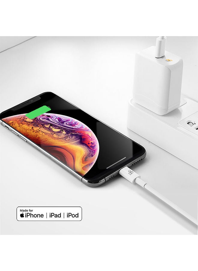 NIBEMINENT 2-In-1 Type-c Tpe Braided Lightning And USB Data Cable For Apple iPhone White - Image 2