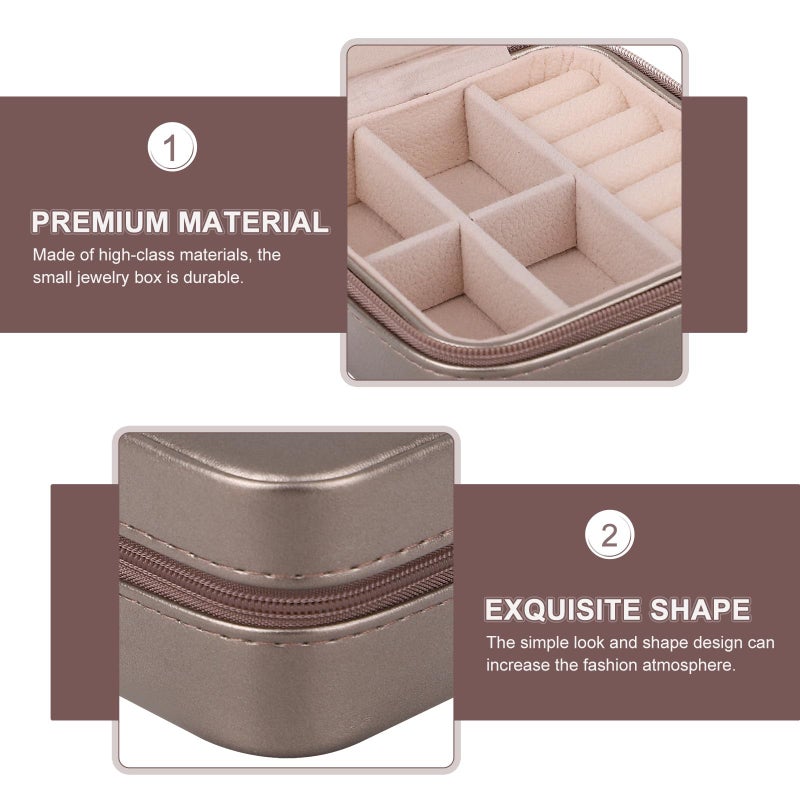 Portable Jewelry Organizer Box With Mirror Light Gold Travel Storage Case For Women - Image 4