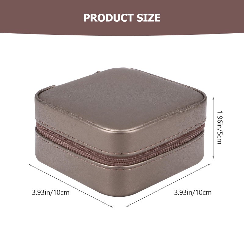 Portable Jewelry Organizer Box With Mirror Light Gold Travel Storage Case For Women - Image 3