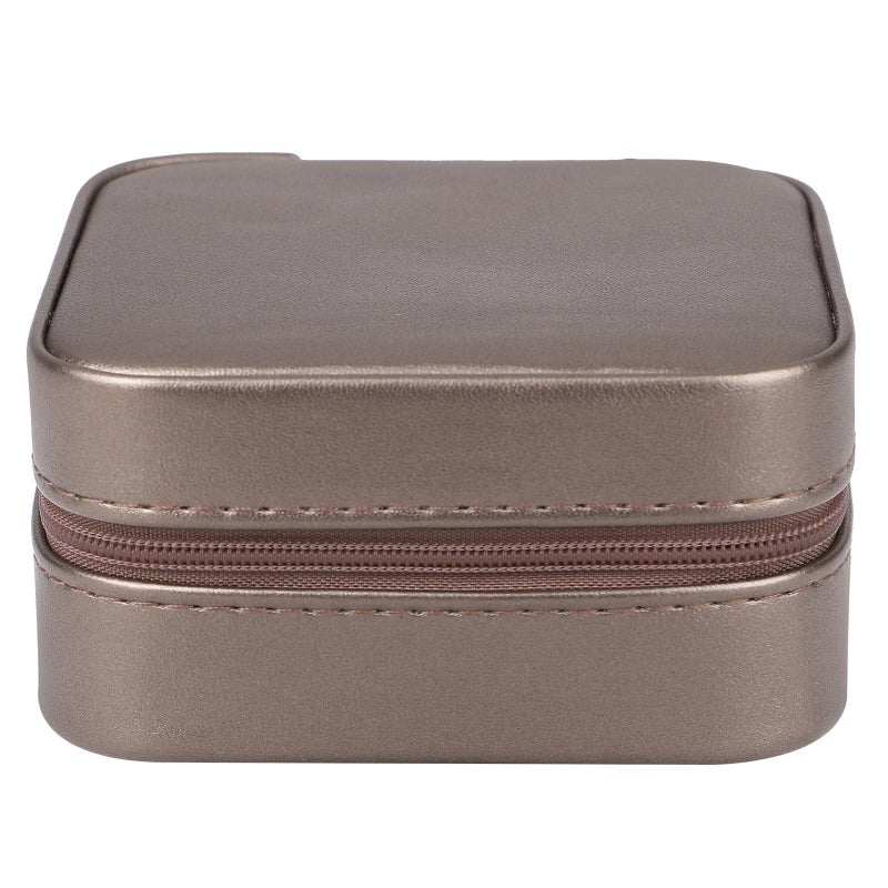 Portable Jewelry Organizer Box With Mirror Light Gold Travel Storage Case For Women - Image 2