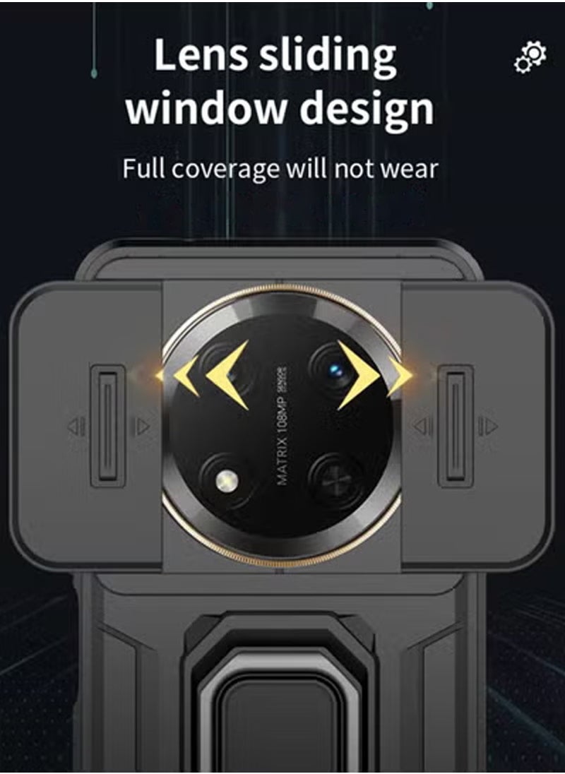 X-level Honor X9c 5G Case Cover with Slide Camera Cover & Ring Holder,Kickstand Shell Back Cover Scratch-Resistant Shock-Absorbing Protector Accessories Kickstand Stand Magnetic Car Ring Holder Protection  - Image 2