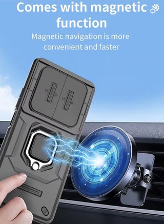 Honor X9c 5G Case Cover with Slide Camera Cover & Ring Holder,Kickstand Shell Back Cover Scratch-Resistant Shock-Absorbing Protector Accessories Kickstand Stand Magnetic Car Ring Holder Protection - view 3