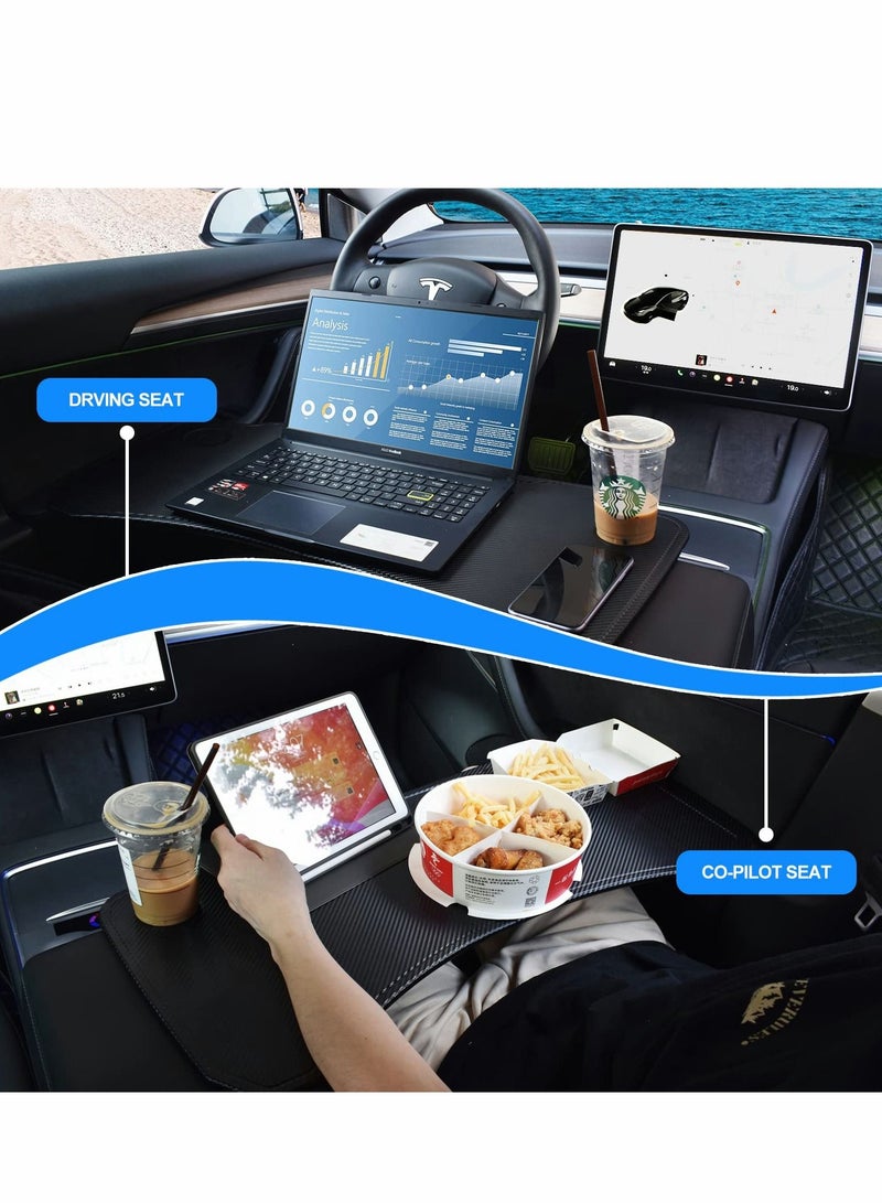 Excefore Tesla Foldable Tray Car Laptop Table for Model Y Model 3 Car Desk for Working and Food Eating During Road Trips and Charging - Image 1
