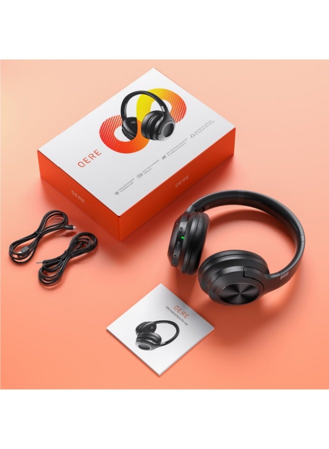 XiuWoo QERE E80 Wireless On-Ear Headphones - Pure Bass - 40H Battery - Speed Charge - Fast Usb Type-C - Foldable Black - Image 5