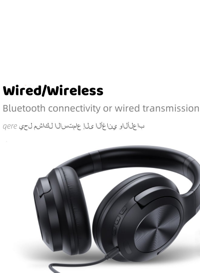 XiuWoo QERE E80 Wireless On-Ear Headphones - Pure Bass - 40H Battery - Speed Charge - Fast Usb Type-C - Foldable Black - Image 2
