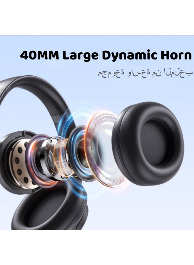 XiuWoo QERE E80 Wireless On-Ear Headphones - Pure Bass - 40H Battery - Speed Charge - Fast Usb Type-C - Foldable Black - Image 3