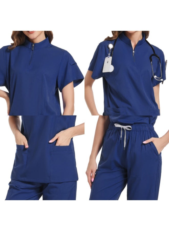 Loquat Womens Medical Scrubs Set Medical Uniform Set Navy Blue - Image 3