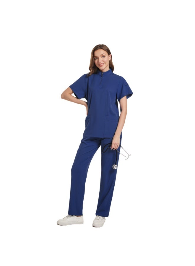 Loquat Womens Medical Scrubs Set Medical Uniform Set Navy Blue - Image 1