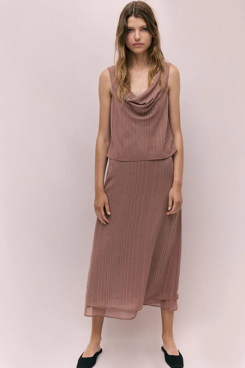 H&M Rhinestone-embellished chiffon skirt