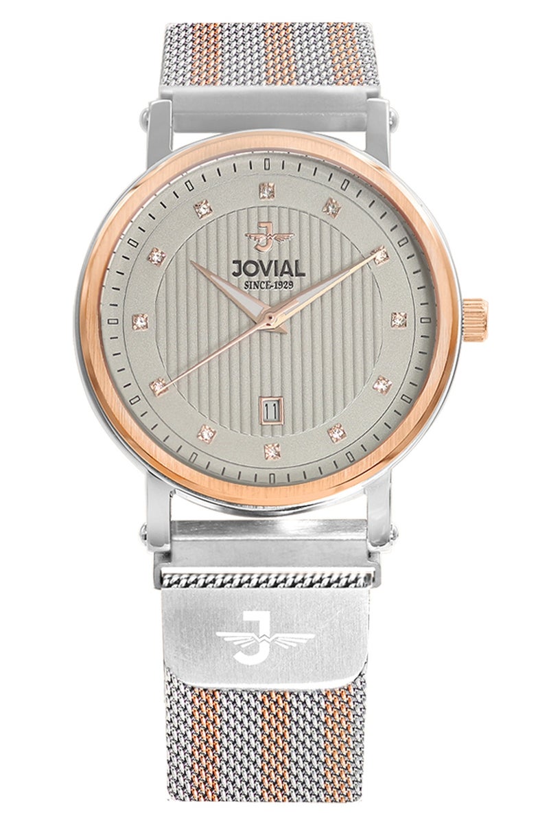 Jovial JOVIAL 5083GAMQ02E  Men's Watch, Mesh Band, Magnetic Buckle, Grey Dial, Water Resistant, Analog, 40MM - Image 1
