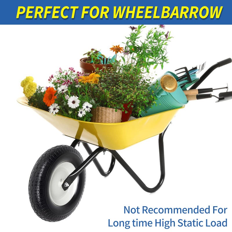 GICOOL 16" Solid Wheelbarrow Tire, 4.80/4.00-8" Flat-Free Tire and Wheel, 6" Centered Hub, 5/8" Axle Bore Hole for Wheel Barrow Garden Utility Cart Replacement - Image 5