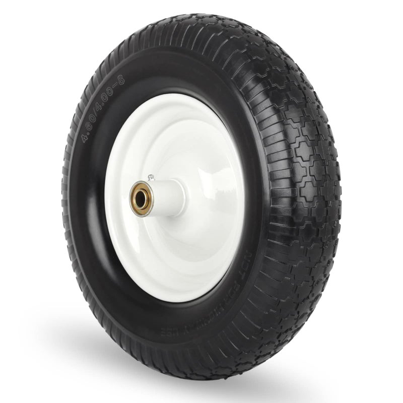 GICOOL 16" Solid Wheelbarrow Tire, 4.80/4.00-8" Flat-Free Tire and Wheel, 6" Centered Hub, 5/8" Axle Bore Hole for Wheel Barrow Garden Utility Cart Replacement - Image 1