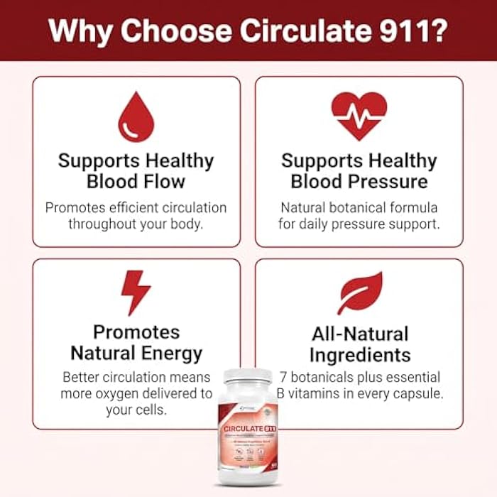 Phytage Labs Circulate 911 – Premium Blood Flow Support Supplement – Natural Antioxidant Formula with Hawthorne, Olive Leaf & Green Tea – Supports Healthy Blood Pressure & Natural Energy – 60 Capsules - Image 4