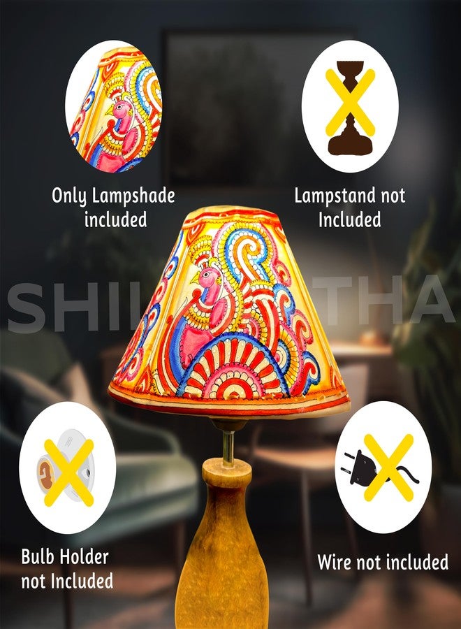 SHILP KATHA Handicraft Leather Lamps Shade (without stand) for Home Decoration | Handmade Side Table Lamp for Bedroom Decor | Decorative festival gift for Living Room, Desk | Peacock (10 inch width) - Image 2