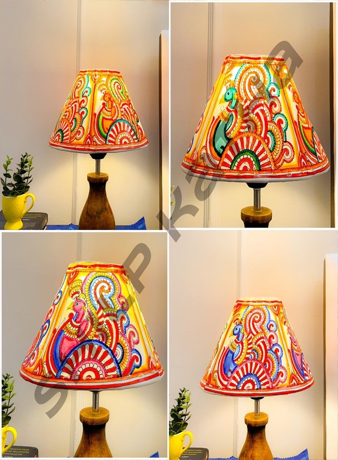 SHILP KATHA Handicraft Leather Lamps Shade (without stand) for Home Decoration | Handmade Side Table Lamp for Bedroom Decor | Decorative festival gift for Living Room, Desk | Peacock (10 inch width) - Image 4