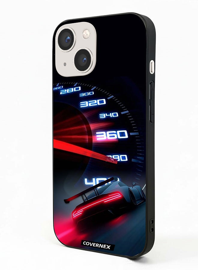 Covernex Apple iPhone 13 Mini Protective Case Cover Printed Featuring High Speed Dashboard Neon Racing Speedometer - Image 1