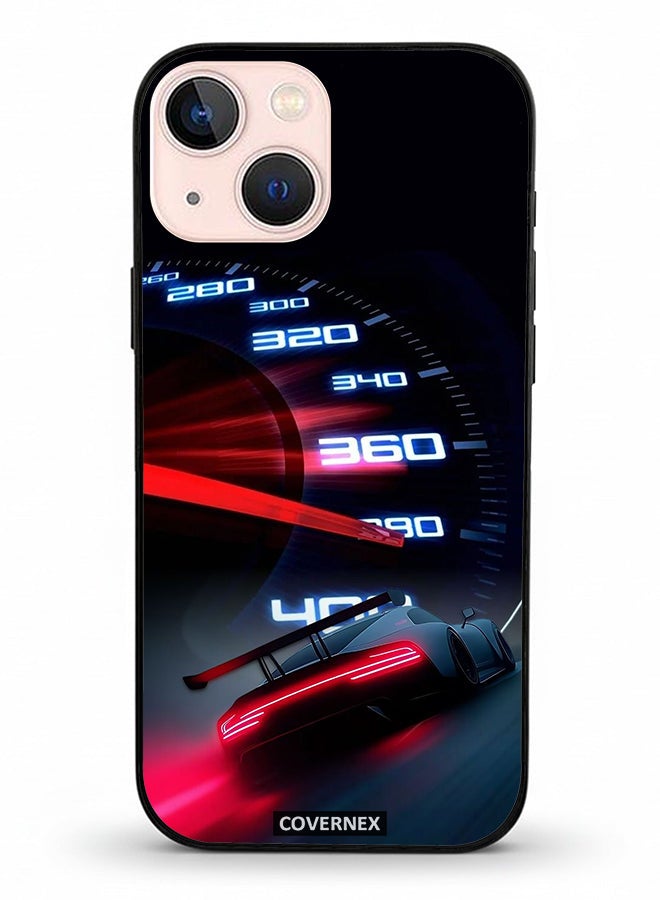 Covernex Apple iPhone 13 Mini Protective Case Cover Printed Featuring High Speed Dashboard Neon Racing Speedometer - Image 2