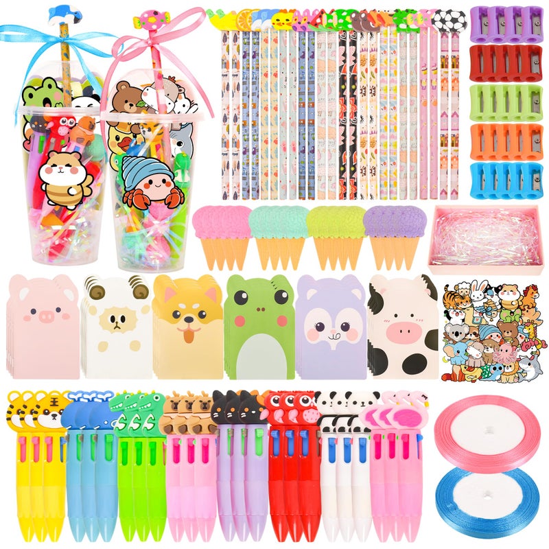 LiYiQ 247-Piece Stationery Set for Student Rewards, Pencil Erasers Notebook Stickers for Classroom Party Goodie Bags and Prizes - Image 1
