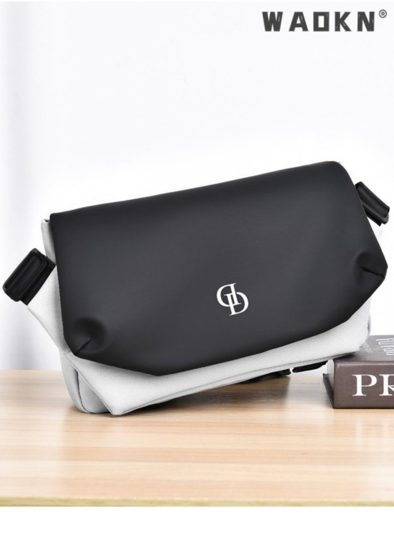 WAOKN Men's Trendy Large Capacity Shoulder Bag, Boys Nylon Waterproof Messenger Bag Crossbody Bag Sling Bag Side Bag, Flap Shoulder Bag Handbag Carrying Bag for College Students and Teens (Black)  - Image 5