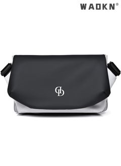 WAOKN Men's Trendy Large Capacity Shoulder Bag, Boys Nylon Waterproof Messenger Bag Crossbody Bag Sling Bag Side Bag, Flap Shoulder Bag Handbag Carrying Bag for College Students and Teens (Black)  - Image 1