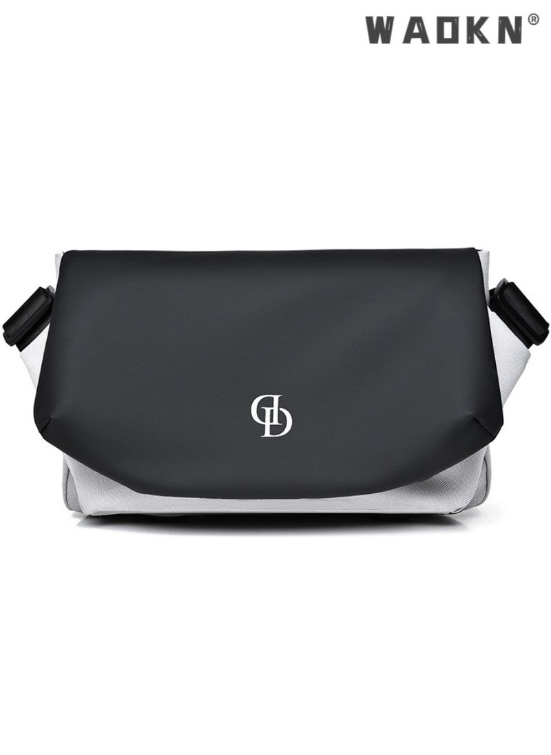 WAOKN Men's Trendy Large Capacity Shoulder Bag, Boys Nylon Waterproof Messenger Bag Crossbody Bag Sling Bag Side Bag, Flap Shoulder Bag Handbag Carrying Bag for College Students and Teens (Black)  - Image 1