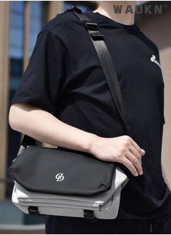 WAOKN Men's Trendy Large Capacity Shoulder Bag, Boys Nylon Waterproof Messenger Bag Crossbody Bag Sling Bag Side Bag, Flap Shoulder Bag Handbag Carrying Bag for College Students and Teens (Black)  - Image 3