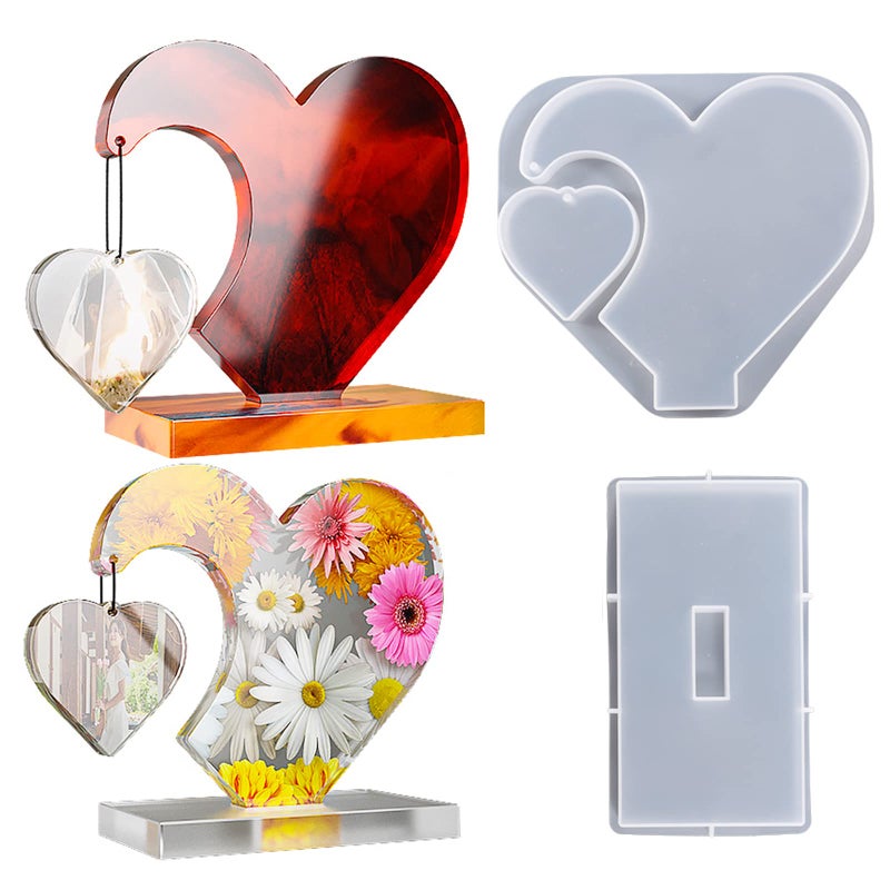 Wehous Large Photo Frame Resin Molds, Heart Shape Silicone Molds for Epoxy Resin, DIY Picture Frame Display Unique Mold for Resin Casting Art Crafts Table Home Decor Gift - Image 1