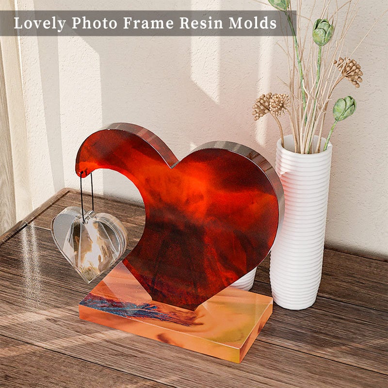 Wehous Large Photo Frame Resin Molds, Heart Shape Silicone Molds for Epoxy Resin, DIY Picture Frame Display Unique Mold for Resin Casting Art Crafts Table Home Decor Gift - Image 4