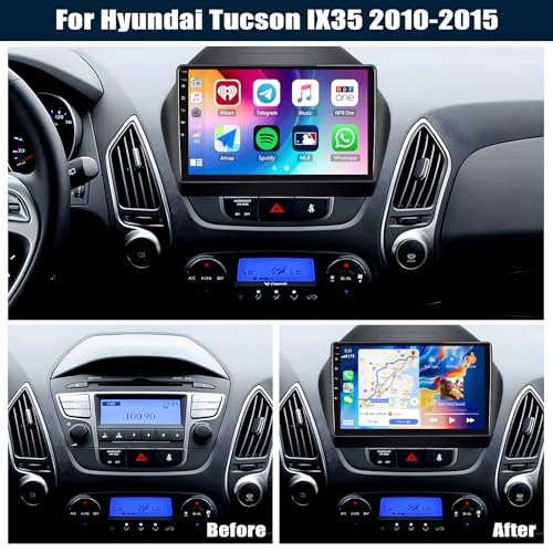 AMprime 4 Core+64G Car Radio Stereo for Hyundai Tucson IX35 2010-2015,Android 13 Wireless Carplay Android Auto,10.1 Inch Touchscreen Car Radio with GPS WiFi Bluetooth FM/RDS EQ SWC Dual USB/AUX-in - Image 2