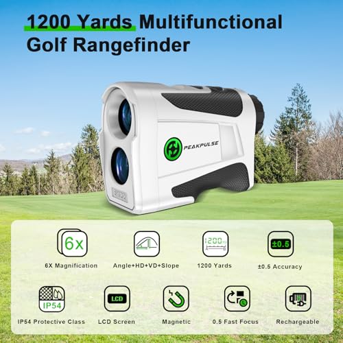 PEAKPULSE 1200 Yds Golf Rangefinder Easy to Clean Slope Magnet Rechargeable 6X Magnification Distance Range Finders Flag Pin Locked Vibration Golfer Gifts Accessories - Image 3