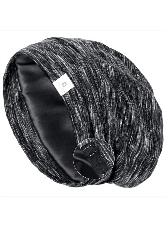 YANIBEST Silk Satin Bonnet Hair Wrap for Sleeping - Adjustable Stay on Silk Lined Slouchy Beanie Hat for Curly Hair and Braids - Image 1
