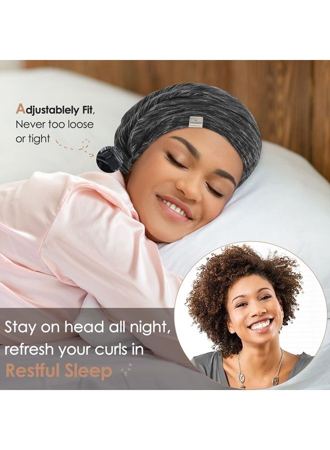 YANIBEST Silk Satin Bonnet Hair Wrap for Sleeping - Adjustable Stay on Silk Lined Slouchy Beanie Hat for Curly Hair and Braids - Image 2