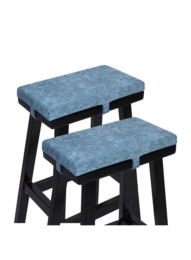 BAIBU Memory Foam Rectangle Bench Stool Cushion Set of 2, Dual-Layer Design Non-Slip Saddle Stool Pads Bar Stool Cushion with Machine Washable Cover - Only 2 Pads (Blue, 18x9.5x1.5in) - Image 1