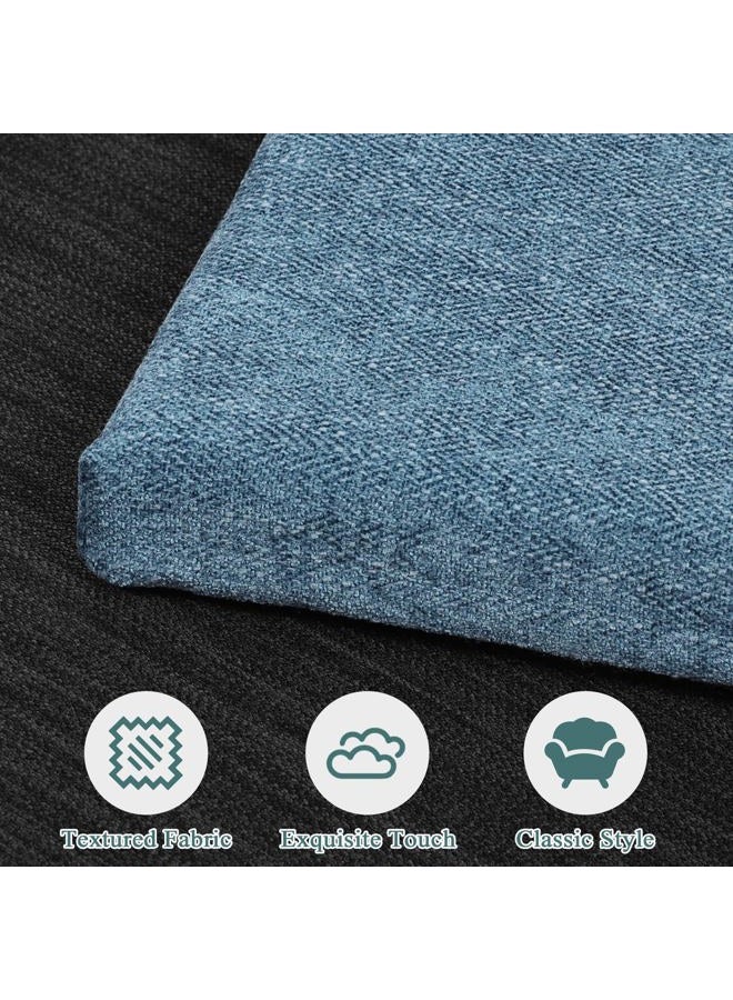 BAIBU Memory Foam Rectangle Bench Stool Cushion Set of 2, Dual-Layer Design Non-Slip Saddle Stool Pads Bar Stool Cushion with Machine Washable Cover - Only 2 Pads (Blue, 18x9.5x1.5in) - Image 5