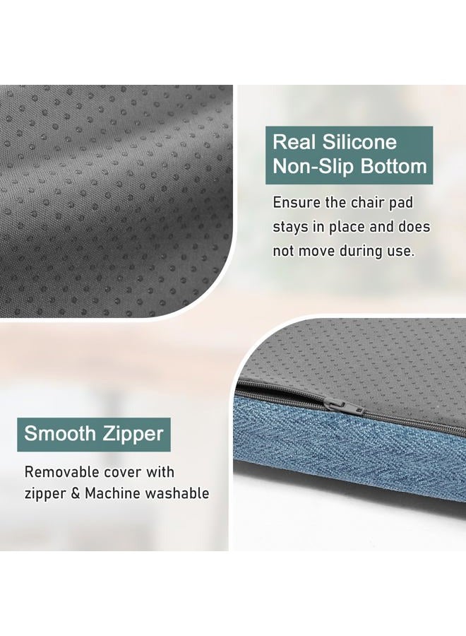 BAIBU Memory Foam Rectangle Bench Stool Cushion Set of 2, Dual-Layer Design Non-Slip Saddle Stool Pads Bar Stool Cushion with Machine Washable Cover - Only 2 Pads (Blue, 18x9.5x1.5in) - Image 4