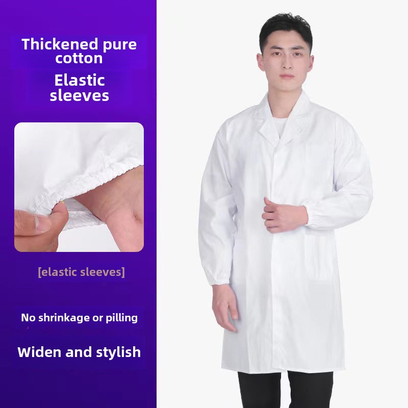 Long Sleeve Unisex Lab Coat Custom Logo Cotton thick elastic sleeves 
