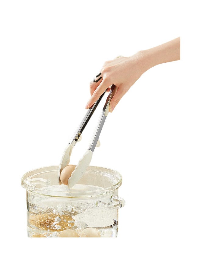 COOKER KING Chuidahuang Silicone Food Tongs, Multi-Purpose Steak Tongs, Barbecue Food Tongs, Bread Tongs, Baking Tongs, Single Piece, White - Image 2