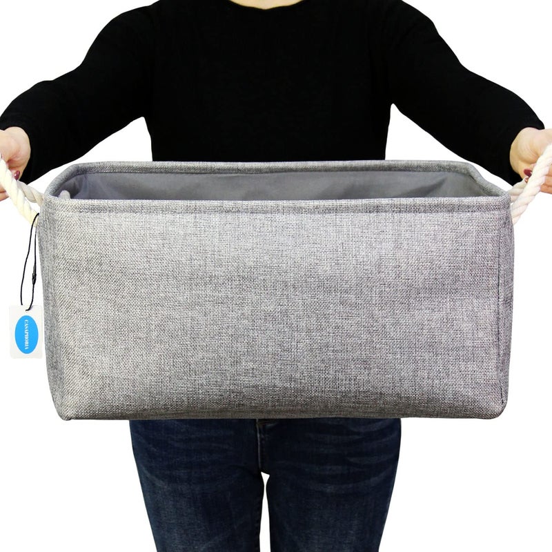 Casaphoria Storage Basket Fabric Basket with Rope HandlesStorage Containers for Bedroom Decor Book Shelves Coffee Table Stuff OrganizerGrey 165L122W79Hpack of 1