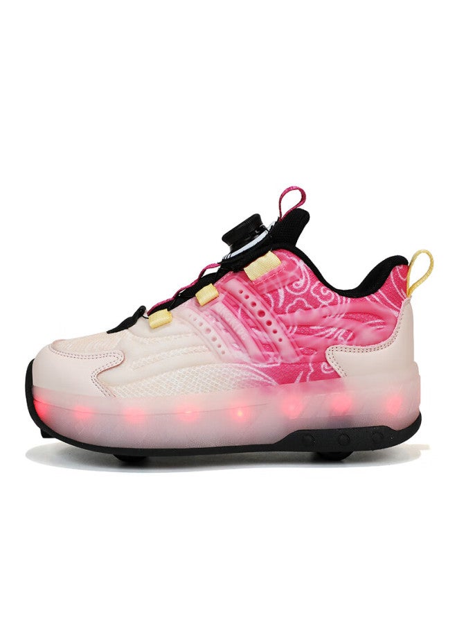 Bkg Girls' Four-wheel Roller Skates Student Youth Skates Zyq23825-b7 33 Peach Pink - Image 5