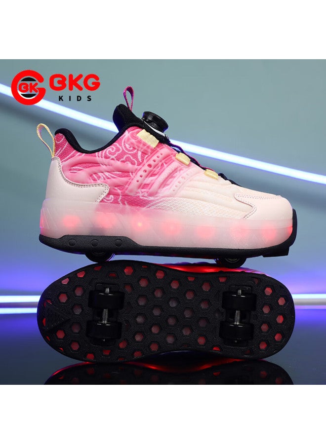 Bkg Girls' Four-wheel Roller Skates Student Youth Skates Zyq23825-b7 33 Peach Pink - Image 1
