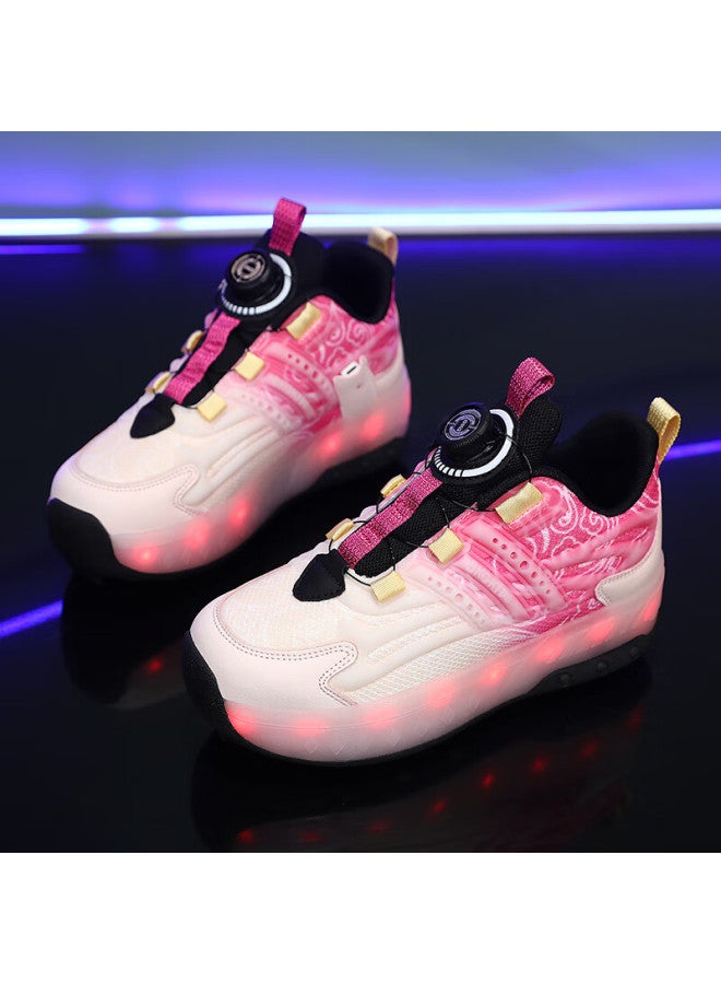 Bkg Girls' Four-wheel Roller Skates Student Youth Skates Zyq23825-b7 33 Peach Pink - Image 3