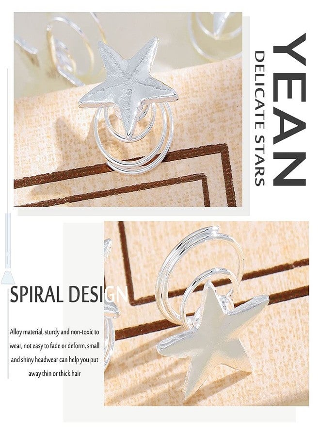 يان مشابك شعر يان ستار، دبابيس شعر ذهبية، 5 قطع، زينة شعر للنساء والفتيات (فضي) - Image 4