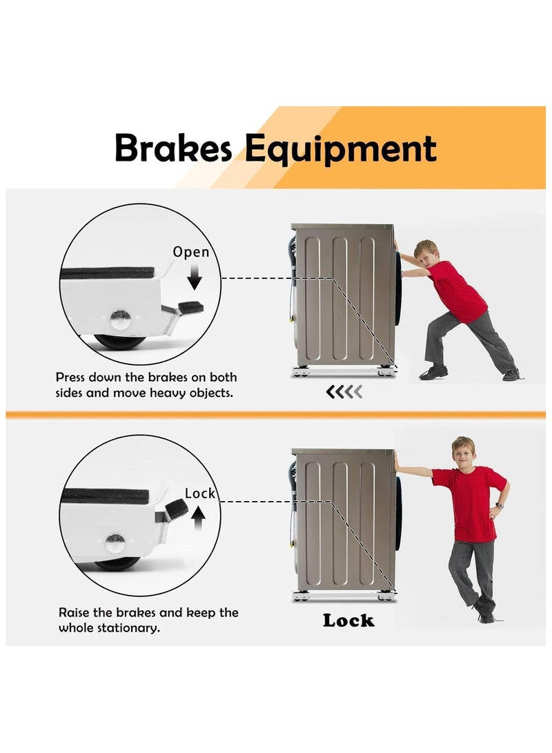 NANAO حامل أجهزة قابل للتعديل وقوي، قاعدة متحركة قابلة للتعديل للغسالة، الثلاجة والمجفف، 24 عجلة قابلة للقفل، وسادات مضادة للانزلاق، إطار معدني قوي، يتحمل حتى 660 رطل (أسود) - Image 2
