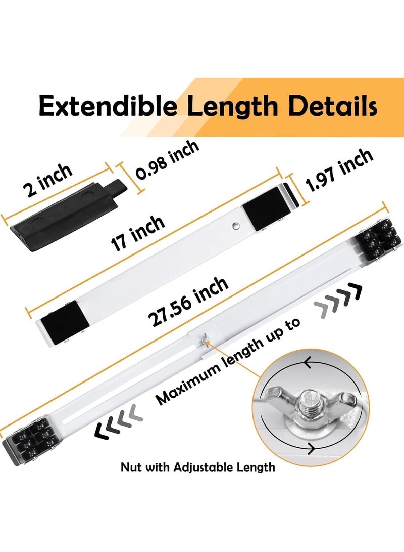 NANAO حامل أجهزة قابل للتعديل وقوي، قاعدة متحركة قابلة للتعديل للغسالة، الثلاجة والمجفف، 24 عجلة قابلة للقفل، وسادات مضادة للانزلاق، إطار معدني قوي، يتحمل حتى 660 رطل (أسود) - Image 5